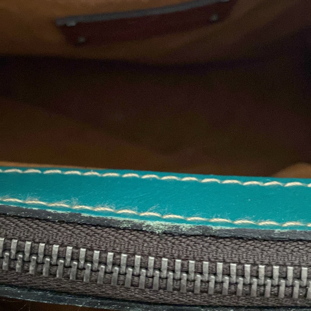 Patrica Nash never used has 2 sides with zipper compartment Teal straw bag - Picture 6 of 9